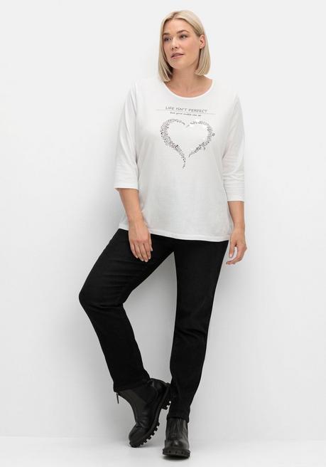sheego Schmale Jeans mit Glitzer-Zierband am Bund - black Denim sheego Top Angebot