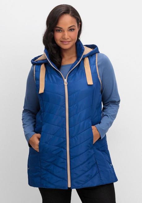 sheego Steppweste mit Kapuze und Kontrastdetails - royalblau sheego Neueste Mode