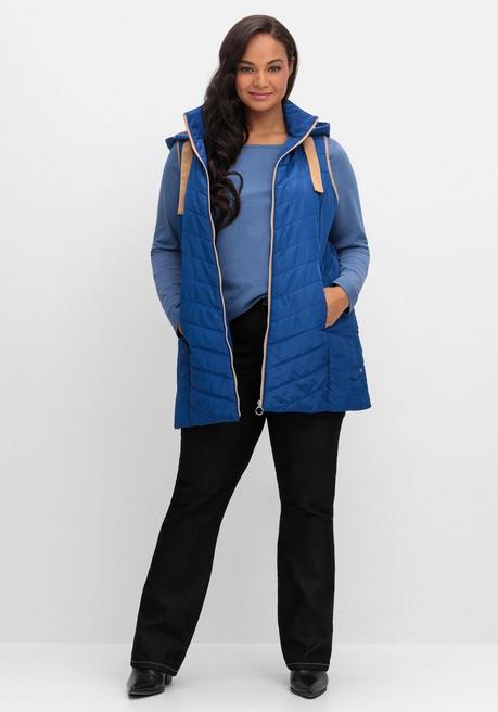 sheego Steppweste mit Kapuze und Kontrastdetails - royalblau sheego Neueste Mode