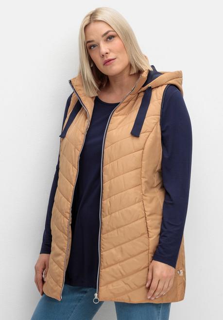 sheego Steppweste mit Kapuze und Kontrastdetails - camelfarben sheego Online Outlet