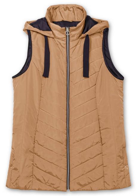 sheego Steppweste mit Kapuze und Kontrastdetails - camelfarben sheego Online Outlet