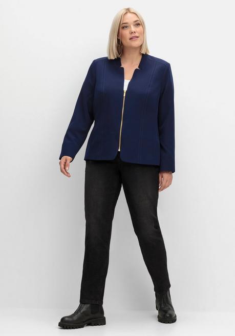 sheego Blazer mit Stehkragen und Kontrast-Zipper - marine sheego Zeitlich begrenztes Angebot