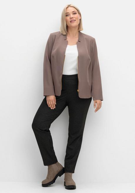 sheego Blazer mit Stehkragen und Kontrast-Zipper - dunkeltaupe sheego Exklusive Angebote