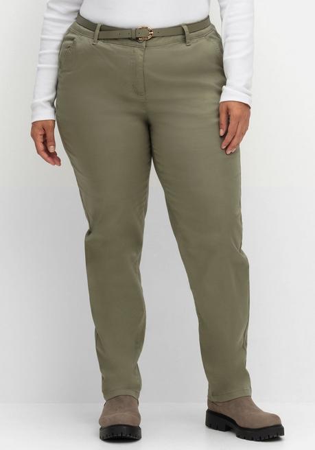 sheego Schmale Chinohose mit Gürtel - khaki sheego Bestseller