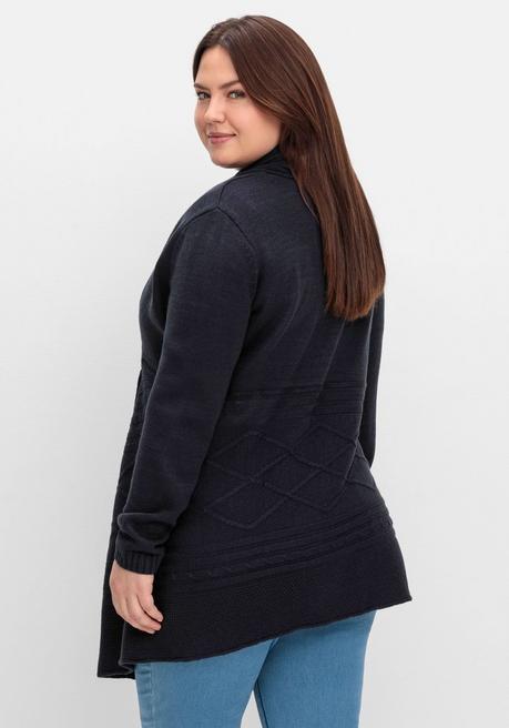 sheego by Joe Browns Longstrickjacke mit Schalkragen und Zipfelsaum - tiefblau sheego Saisonale Angebote