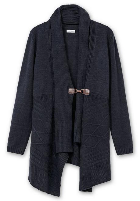 sheego by Joe Browns Longstrickjacke mit Schalkragen und Zipfelsaum - tiefblau sheego Saisonale Angebote