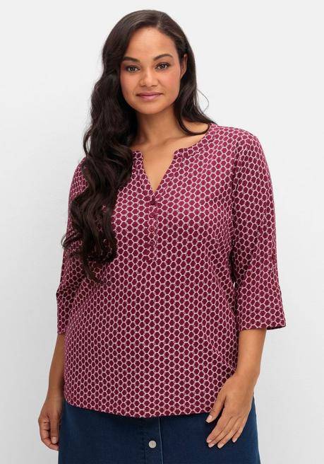 sheego Shirt mit 3/4-Ärmeln und Grafikprint - bordeaux bedruckt sheego Tägliche Deals