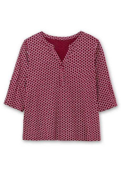 sheego Shirt mit 3/4-Ärmeln und Grafikprint - bordeaux bedruckt sheego Tägliche Deals