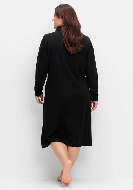 sheego Sweatkleid mit weitem Kragen und Seitentaschen - schwarz sheego Riesige Ersparnisse