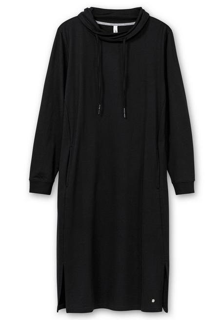 sheego Sweatkleid mit weitem Kragen und Seitentaschen - schwarz sheego Riesige Ersparnisse