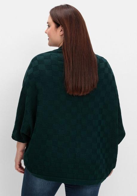sheego Strickcape im tonigen Schachbrettmuster - tiefgrün sheego VIP-Rabatte
