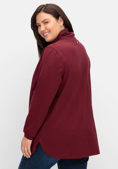 sheego Sweatshirt mit hohem Kragen und Tunnelzug - weinrot sheego Super Sparpreis
