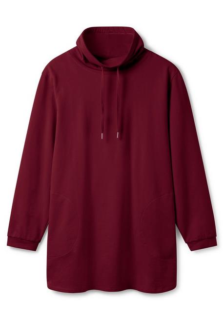 sheego Sweatshirt mit hohem Kragen und Tunnelzug - weinrot sheego Super Sparpreis
