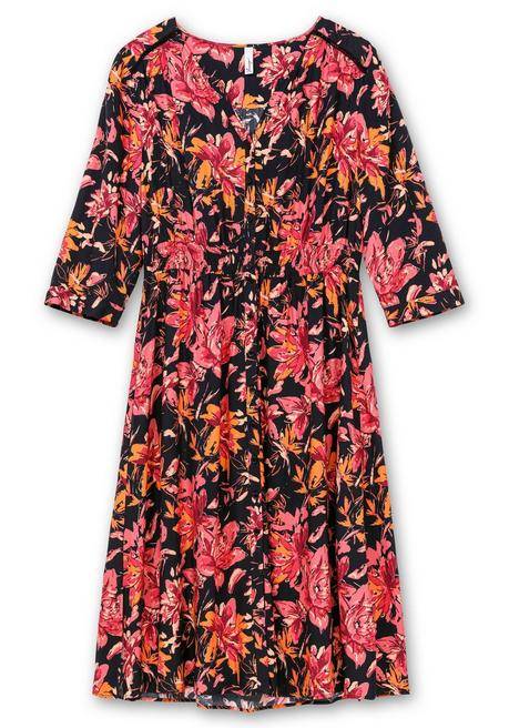 sheego Midikleid aus Crêpe, mit Blumendruck - schwarz gemustert sheego Wochenangebot