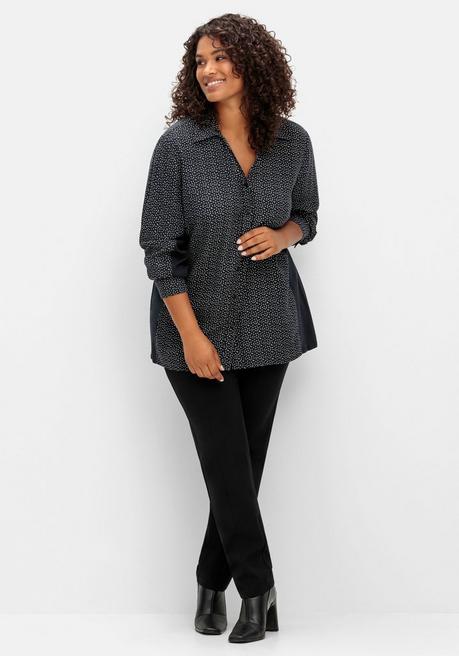 sheego Bluse mit Print und elastischen Einsätzen - schwarz gemustert sheego Begrenzte Freigabe