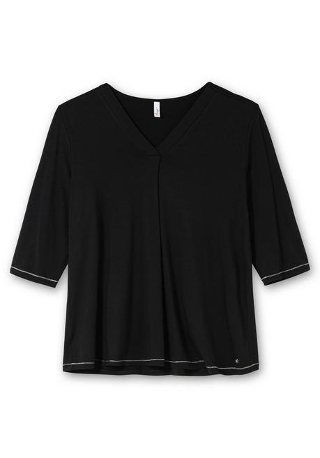 sheego 3/4-Arm-Shirt in leichter A-Linie, mit TENCEL™ Lyocell - schwarz sheego Neueste Stile