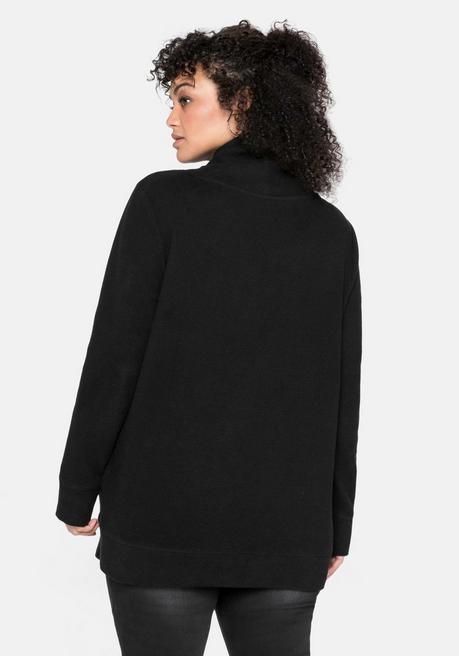sheego Sweatshirt mit Stehkragen, in Waffelpiqué-Optik - schwarz sheego Letzte 2 Tage