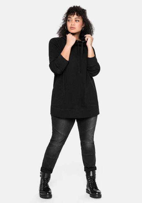 sheego Sweatshirt mit Stehkragen, in Waffelpiqué-Optik - schwarz sheego Letzte 2 Tage