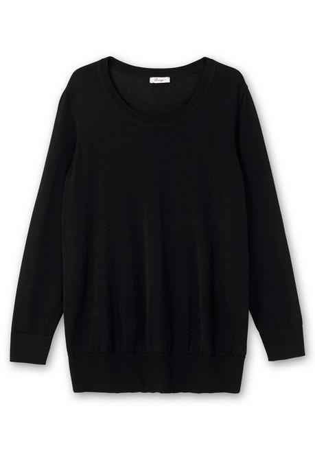 sheego Pullover aus leichtem Strick, mit Rundhalsausschnitt - schwarz sheego Bis zu 60% Rabatt