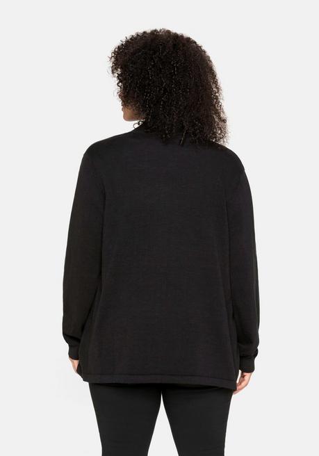 sheego Strickjacke mit schmalem Schalkragen, offene Form - schwarz sheego Nur noch ein Tag übrig