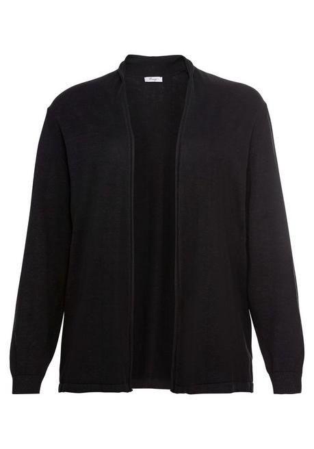 sheego Strickjacke mit schmalem Schalkragen, offene Form - schwarz sheego Nur noch ein Tag übrig