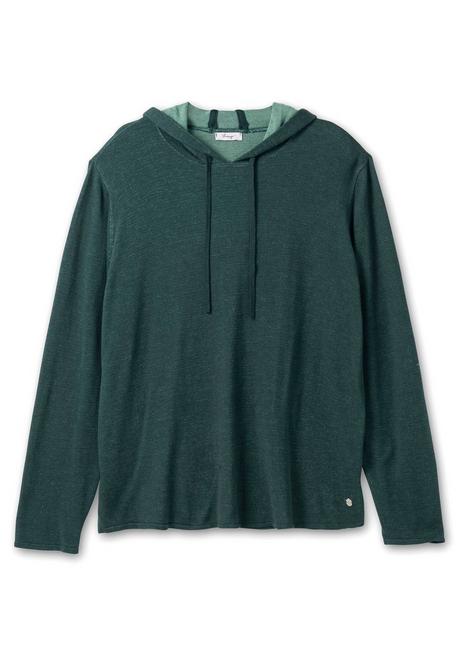 sheego Pullover mit zweifarbiger Kapuze - tiefgrün sheego 50% Rabatt mit kostenlosem Versand