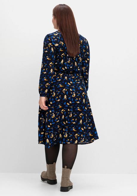sheego Kleid mit Blumendruck, aus Viskose-Twill - tiefblau gemustert sheego Kostenloser Versand international