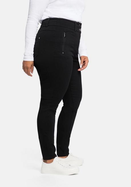 sheego Skinny Hose mit High-Waist-Bund, superelastisch - schwarz sheego Fabrikladen