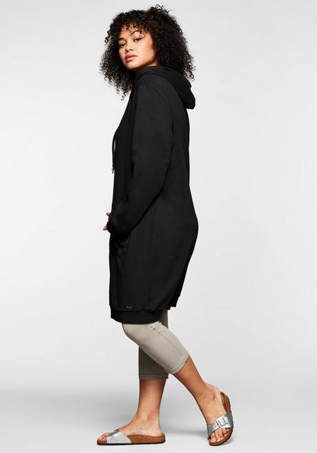 sheego Shirtkleid mit Kapuze und Kängurutasche - schwarz sheego Speichern exportieren