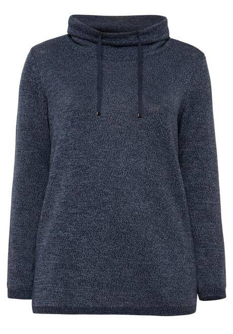 sheego Pullover mit weitem Kragen, in melierter Optik - nachtblau sheego Black Friday Preise