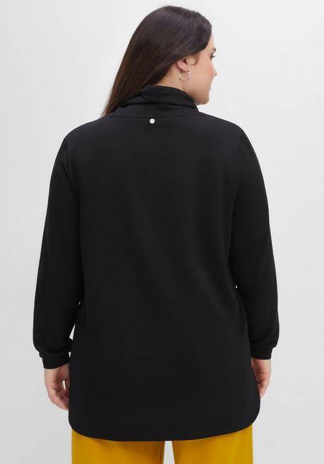 sheego Sweatshirt mit hohem Kragen und Tunnelzug - schwarz sheego Im Verkauf