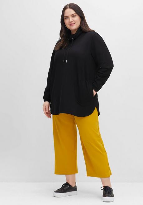 sheego Sweatshirt mit hohem Kragen und Tunnelzug - schwarz sheego Im Verkauf