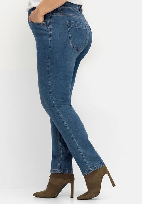 sheego Schmale Jeans in Curvy-Schnitt PIA, in 5-Pocket-Form - blue Denim sheego zollfrei