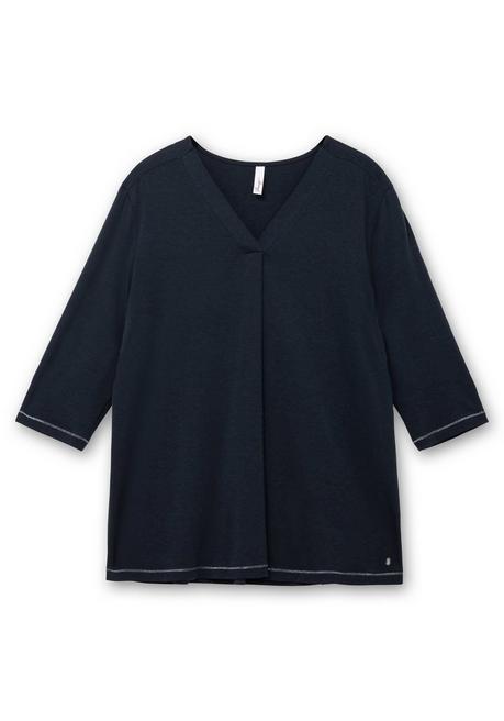 sheego 3/4-Arm-Shirt in leichter A-Linie, mit TENCEL™ Lyocell - tiefblau sheego Rabatte dieses Monats