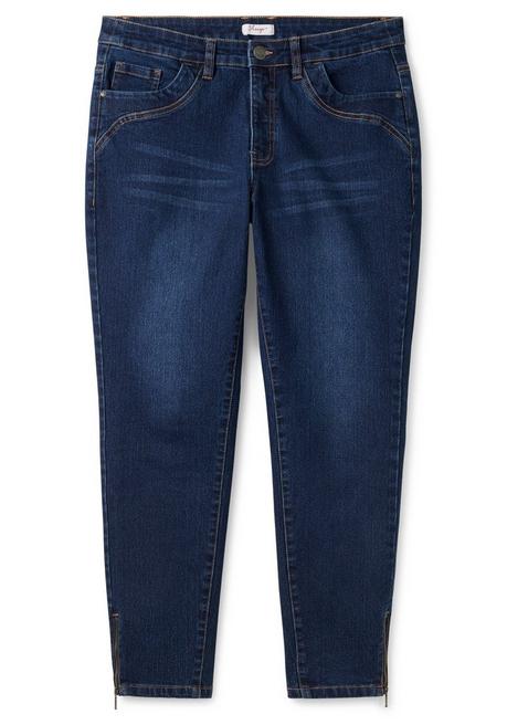 sheego Schmale Jeans mit Zippern am Saumabschluss - dark blue Denim sheego Online