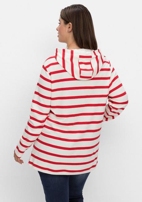 sheego Gestreiftes Langarmshirt mit Kapuze - offwhite gestreift sheego Verkauf