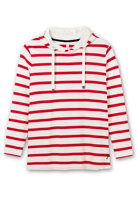 sheego Gestreiftes Langarmshirt mit Kapuze - offwhite gestreift sheego Verkauf