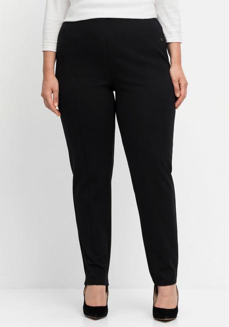 sheego Jerseyhose aus Interlock, schmale Beinform - schwarz sheego