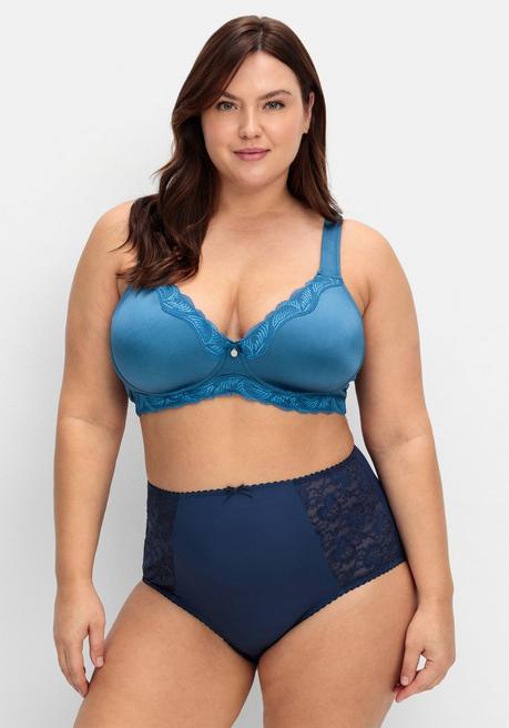 sheego Spitzen-BH ohne Bügel, mit wattierten Cups - blau sheego Top Angebot