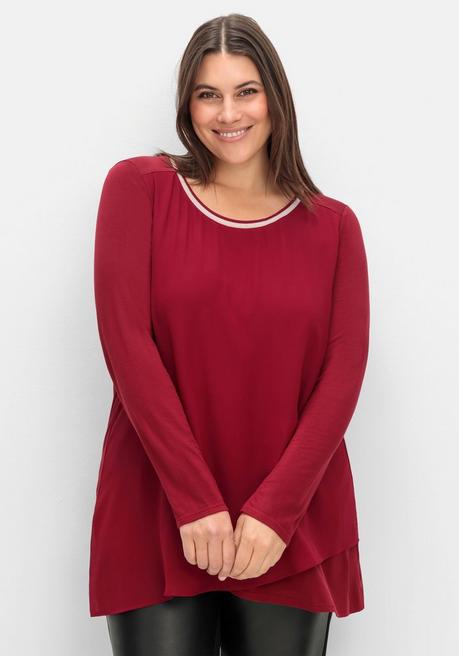 sheego Blusenshirt mit doppellagigem Vorderteil - dunkelrot sheego Sonderangebot der Fabrik
