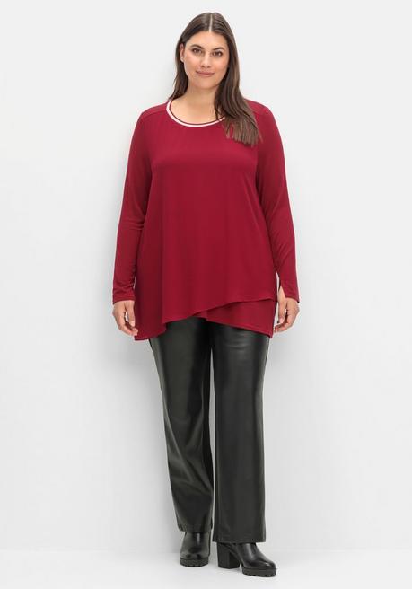 sheego Blusenshirt mit doppellagigem Vorderteil - dunkelrot sheego Sonderangebot der Fabrik