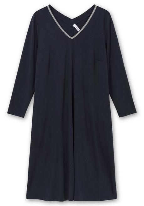 sheego Midikleid in A-Linie, mit Perlendeko am Ausschnitt - tiefblau sheego Bis zu 55% Rabatt