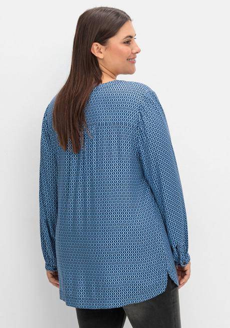 sheego Longtunika mit Minimaldruck und Knopfleiste - tiefblau gemustert sheego Nur noch ein Tag übrig