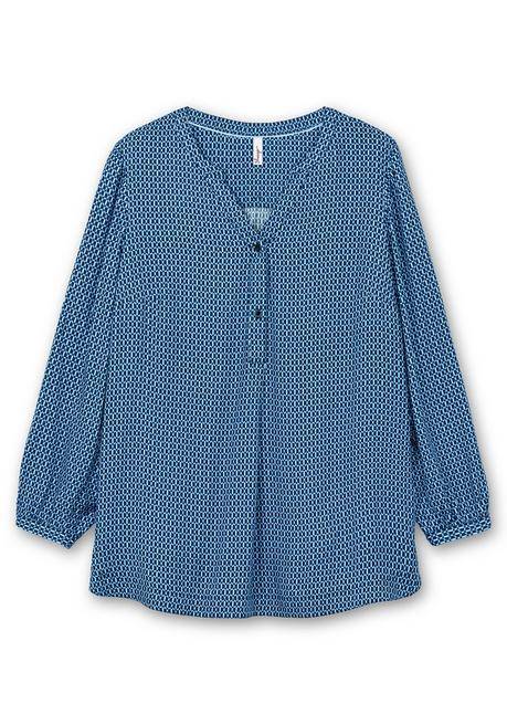 sheego Longtunika mit Minimaldruck und Knopfleiste - tiefblau gemustert sheego Nur noch ein Tag übrig
