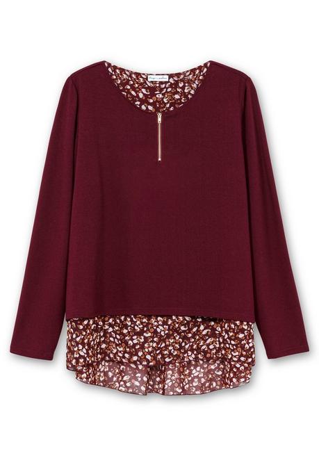 sheego by Joe Browns Longshirt aus Feinstrick, mit Chiffonfutter - weinrot sheego Super Rabatt