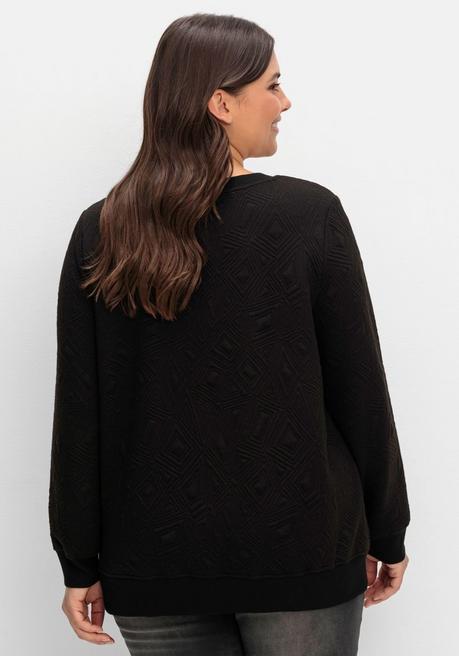 sheego Sweatshirt mit Steppmuster und V-Ausschnitt - schwarz sheego Riesige Rabatte