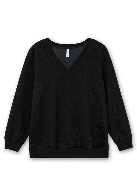 sheego Sweatshirt mit Steppmuster und V-Ausschnitt - schwarz sheego Riesige Rabatte