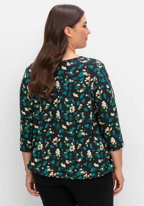 sheego 3/4-Arm-Shirt mit floralem Alloverdruck - schwarz gemustert sheego Kostenloser Versand international