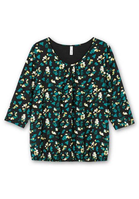 sheego 3/4-Arm-Shirt mit floralem Alloverdruck - schwarz gemustert sheego Kostenloser Versand international