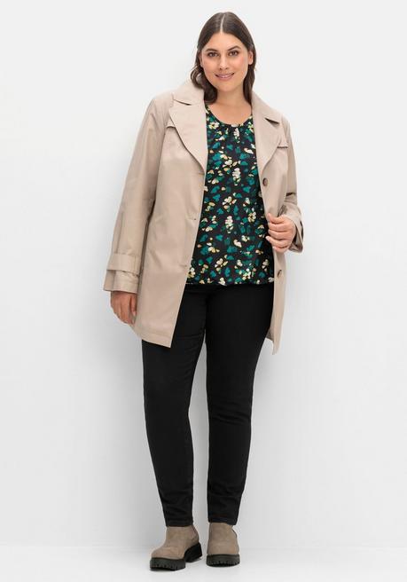sheego 3/4-Arm-Shirt mit floralem Alloverdruck - schwarz gemustert sheego Kostenloser Versand international